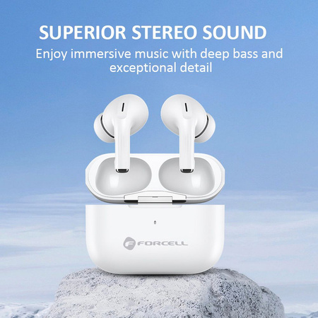 FORCELL F-AUDIO słuchawki bezprzewodowe / bluetooth stereo TWS Master PRO białe