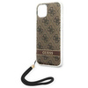 Oryginalne Etui IPHONE 14 PLUS Guess Hardcase 4G Print Strap (GUOHCP14MH4STW) brązowe