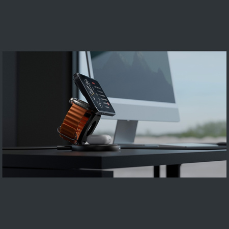 Ładowarka indukcyjna Bazic Gomag Gyre    składna z obrotową bazą 3w1 15W Fast Charging złoty