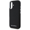 Original Handyhülle IPHONE 16 Karl Lagerfeld Saffiano Full Wrapped Elongated Metal Logo MagSafe schwarz