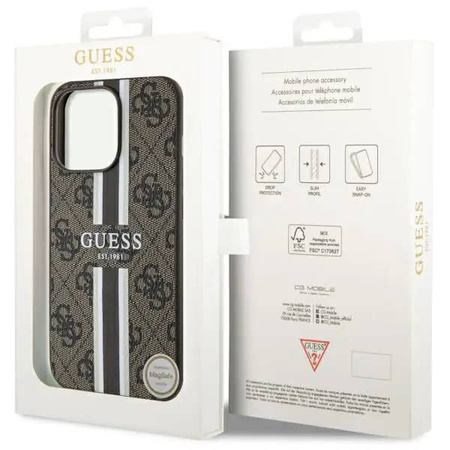 Guess GUHMP13LP4RPSW iPhone 13 Pro / 13 6.1&quot; brown/brown hardcase 4G Printed Stripes MagSafe