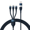 Baseus Flash Series II USB Type C / USB Type A cable - USB Type C / Lightning / micro USB 100 W 1.2 m blue (CASS030103)
