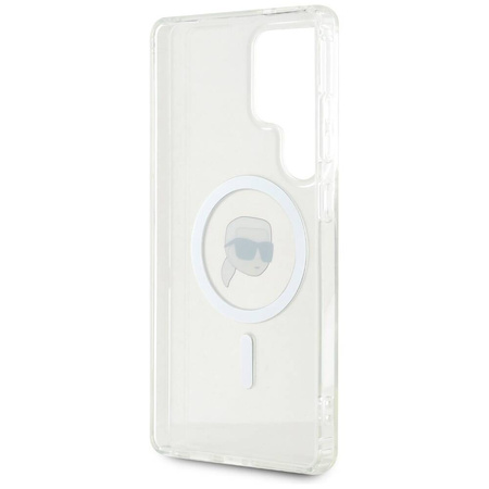 Etui Karl Lagerfeld Button Karl Head Printed Logo MagSafe Samsung Galaxy S25 Ultra biały