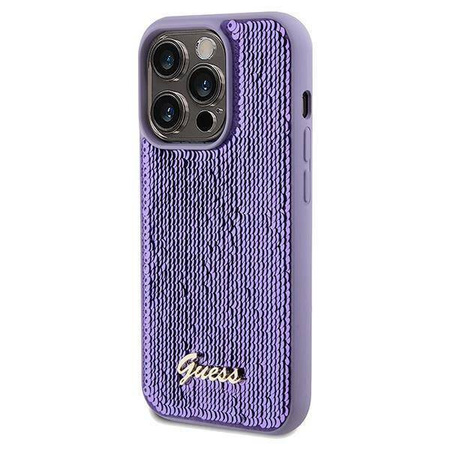 Guess Sequin Script Metal case for iPhone 14 Pro Max - purple