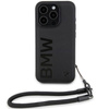 BMW Signature Leather Wordmark Cord case for iPhone 15 Pro Max - black