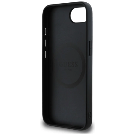 Etui Guess Grained Triangle MagSafe na iPhone 16e - czarne