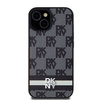 DKNY DKHCP14SPCPTSSK iPhone 14 / 15 / 13 6.1" czarny/black hardcase Leather Checkered Mono Pattern & Printed Stripes