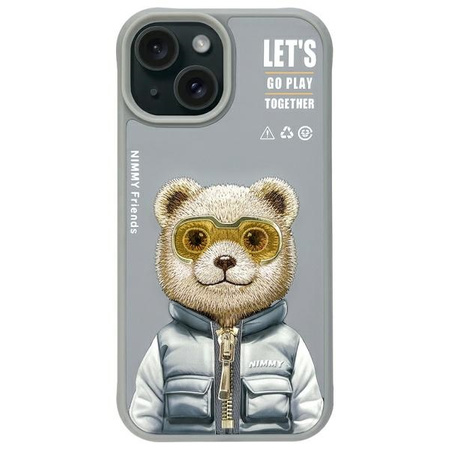 Nimmy etui iPhone 15 6.1" szary/gray      Cool&Cute 2.0 Bear