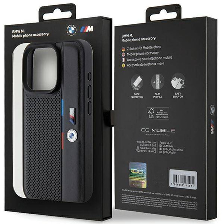 Etui BMW Perforated Tricolor Line na iPhone 15 Pro - czarne
