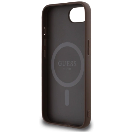 Guess 4G Ring Classic Logo MagSafe iPhone 16e Hülle - Braun