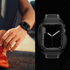 Kingxbar CYF148 2in1 Rugged Case for Apple Watch SE, 6, 5, 4 (44 mm) Stainless Steel with Strap Black