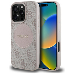Original Case IPHONE 16 PRO MAX Guess 4G Circle Classic Logo MagSafe pink