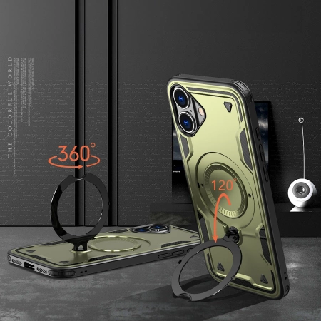 Hybrid Armor Trendige Hülle mit MagSafe für iPhone 16 Plus – grün