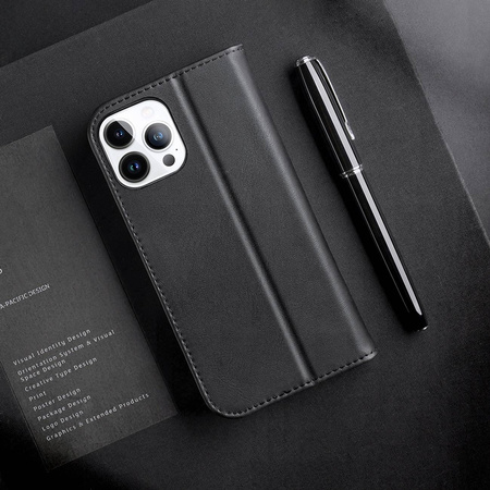 Dux Ducis Hivo echt Leder booktype case schutzhülle aufklappbare hülle für iPhone 14 Pro Max schwarz