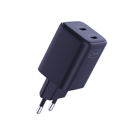 3MK Hyper Charger PD 45W ład. sieć. czarna/black + 2x USB-C Cables
