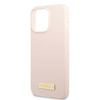 Original Handyhülle IPHONE 13 PRO MAX Guess Hard Case Silicone Logo Plate MagSafe (GUHMP13XSPLP) rosa