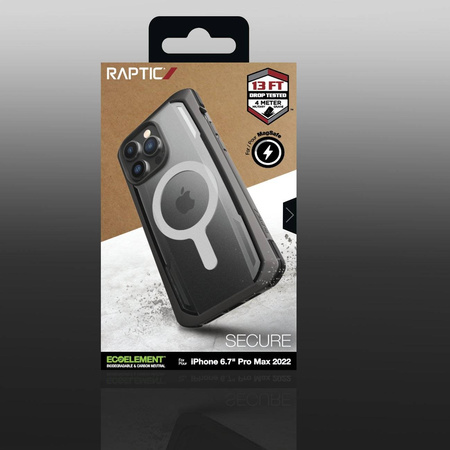 Raptic X-Doria Secure Case für iPhone 14 Pro Max mit gepanzerter MagSafe-Hülle schwarz