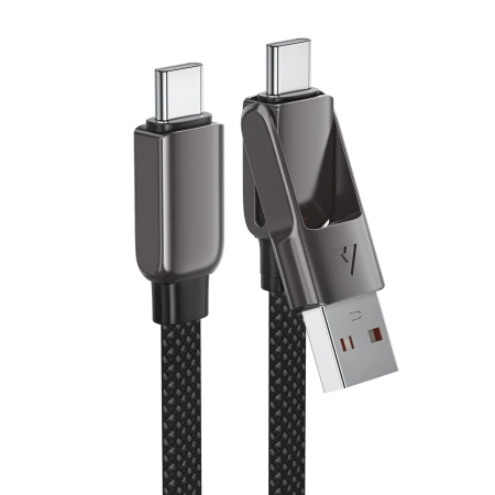 Acefast C13-05 USB-C - USB-A / USB-C Kabel 480Mb/s 3A 0,2m - Schwarz