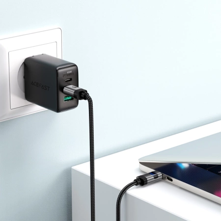 Kabel Acefast C15-04 USB-C - USB-C z wyświetlaczem 480Mb/s 66W 1.2m - czarny
