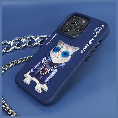 Nimmy etui iPhone 15 Pro 6.1"             niebieski/blue Glasses Cool Cat