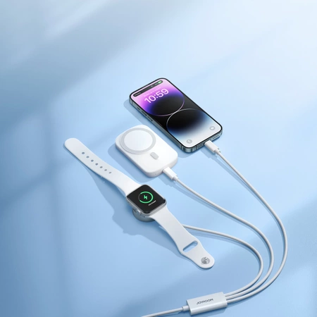 Joyroom S-IW008 3-in-1 cable magnetic charger USB-A - Lightning/USB-C 1.2m - white