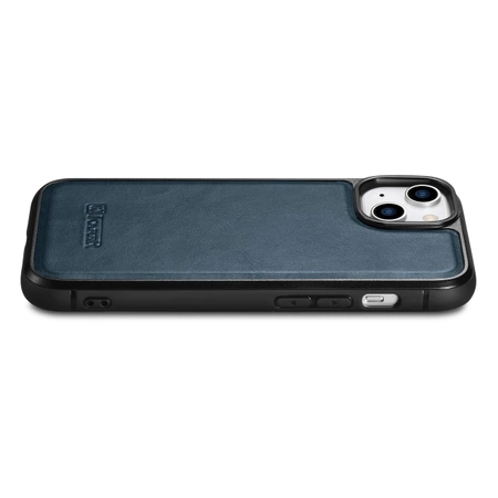 iCarer Leather Oil Wax etui pokryte naturalną skórą do iPhone 14 niebieski (WMI14220717-BU)