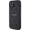 Guess 4G Collection MagSafe-Hülle aus Leder und Metalllogo für iPhone 14/15/13 – Schwarz