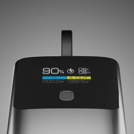 SBS 10000 mAh PD 20 W Powerbank mit LCD-Display und integriertem USB-C-Kabel - Grau