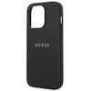 Guess Saffiano Metal Logo Stripes - Etui iPhone 14 Pro (czarny)