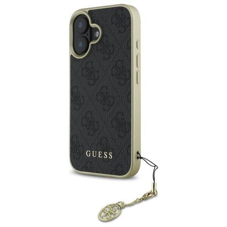 Original Handyhülle IPHONE 16 PLUS Guess Hardcase 4G Charms Collection (GUHCP16MGF4GGR) schwarz