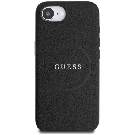 Guess PU Grained Classic Logo Case mit MagSafe für iPhone 16e - Schwarz
