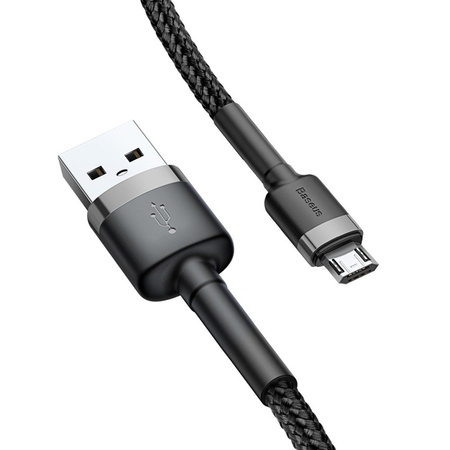 Nylonowy kabel przewód USB Micro Baseus cafule 1.5A 2 M CAMKLF-CG1 czarno- szary