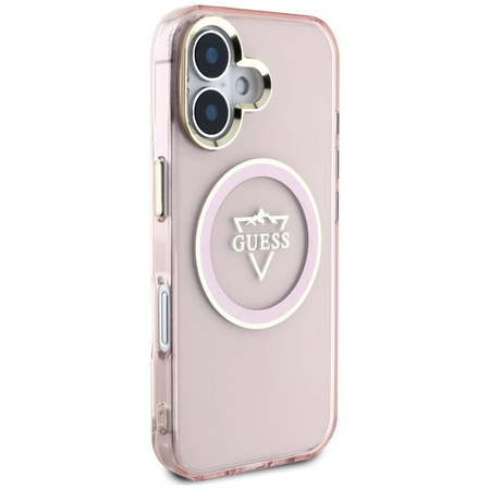 Oryginalne Etui IPHONE 16 Guess IML Metal Mountain Logo MagSafe różowe
