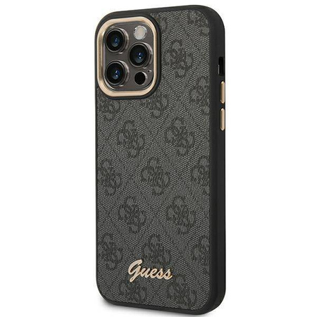 Original Handyhülle IPHONE 14 PRO MAX Guess Hard Case 4G Vintage Gold Logo (GUHCP14XHG4SHK) schwarz