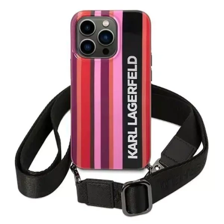 Karl Lagerfeld Color Stripes Strap - Etui iPhone 14 Pro (różowy)