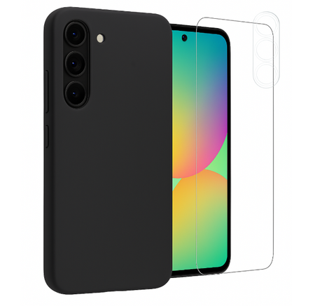 Etui do Samsung A55 czarne + Szkło na ekran + Szkło na aparat