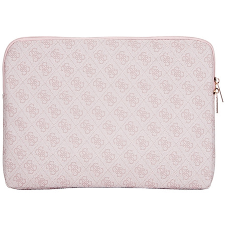Guess 4G Zipper Pocket Triangle Logo Sleeve - Etui na notebooka 14" (różowy)