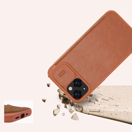 Nillkin Qin Leder Pro Hülle iPhone 14 Plus Kamerahülle Holsterhülle Klapphülle Blau