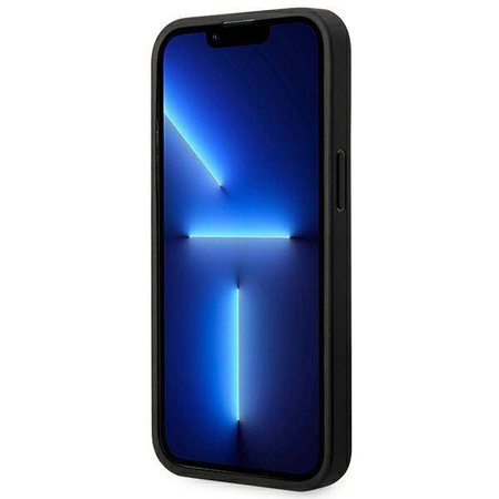 Oryginalne Etui IPHONE 14 PRO BMW Leather Stamp Tricolor MagSafe (BMHMP14L22PTDK) czarne