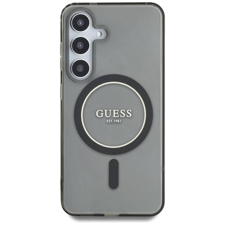 Etui Guess Glitter Circle Classic Logo MagSafe do Samsung Galaxy S25 czarny