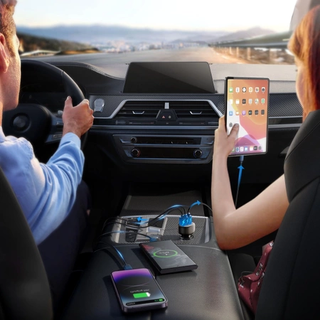 Joyroom JR-CCD03 3,4A Autoladegerät mit 3x USB-A Display - Schwarz