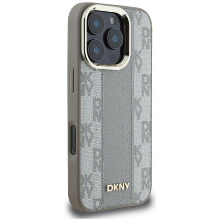 Oryginalne Etui IPHONE 16 PRO MAX DKNY Hardcase Checkered Pattern MagSafe beżowe