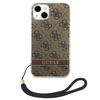 Oryginalne Etui IPHONE 14 PLUS Guess Hardcase 4G Print Strap (GUOHCP14MH4STW) brązowe