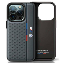 Original Handyhülle IPHONE 16 PRO BMW Hardcase M Perforated Tricolor Detail Line (BMHCP16L23PUPVA) anthrazit