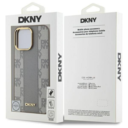 Original Case IPHONE 14 PRO MAX DKNY Hardcase Leather Checkered Mono Pattern MagSafe (DKHMP14XPCPVSLE) beige