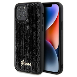 Guess nakładka do iPhone 12 / 12 Pro 6,1&quot; GUHCP12MPSFDGSK HC SEQUIN SCRIPT METAL czarna