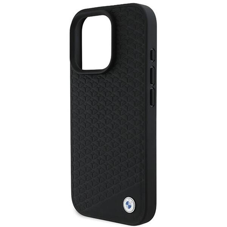 Original Case IPHONE 16 PRO MAX BMW Hardcase Signature Leather Diamond Metal Logo MagSafe (BMHMP16X23RDDK) black