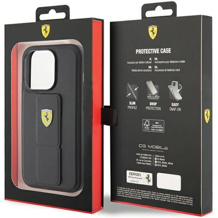 Ferrari nakładka do iPhone 15 Pro 6,1" FEHCP15LGSPSIK HC GRIP STAND PU