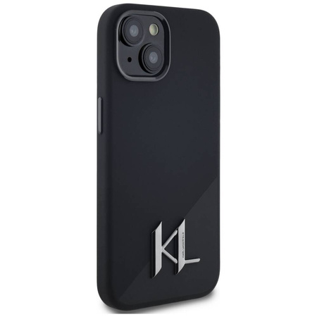 Oryginalne Etui IPHONE 15 Karl Lagerfeld Hardcase Silicone Shadow Metal Initial MagSafe czarne