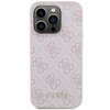 Guess 4G Metal Gold Logo Hülle für iPhone 15 Pro – Rosa